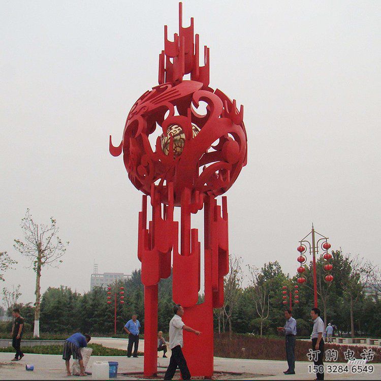 仿古燈籠雕塑廠家 創意小品 房地產不銹鋼燈籠雕塑