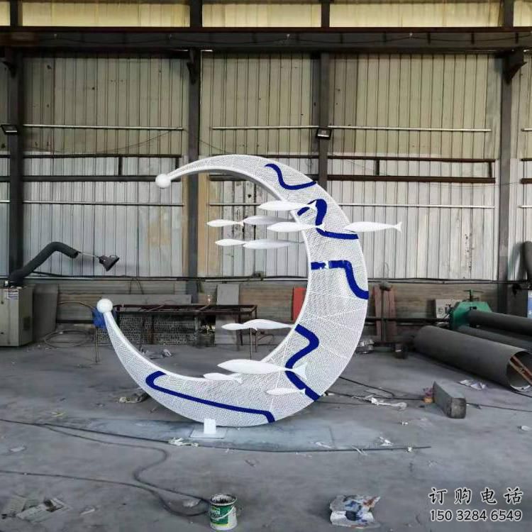 歐式月亮雕塑廠家 抽象擺件 大型不銹鋼月亮雕塑生產