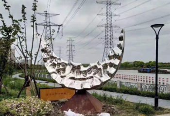 公園月亮雕塑廠家 戶外擺件 現代不銹鋼月亮雕塑生產