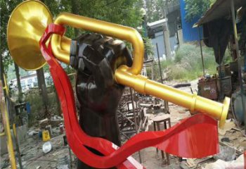 烤漆沖鋒號雕塑廠家 現代小品 戶外不銹鋼沖鋒號雕塑