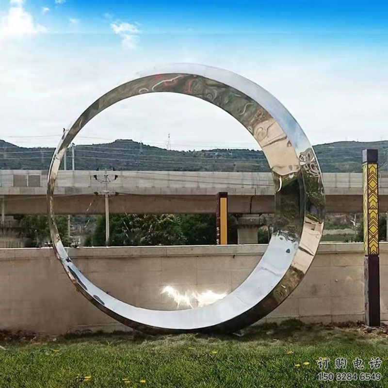切面圓月雕塑廠家 庭院擺件 戶外不銹鋼圓月雕塑生產