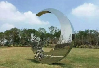 鏡面月牙雕塑廠家 大型擺件 創意不銹鋼月牙雕塑生產