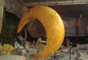 廣場月牙雕塑廠家 戶外公園小品 烤漆不銹鋼月牙雕塑制作