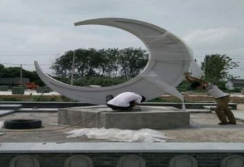 公園月牙雕塑廠家 戶外擺件 現(xiàn)代不銹鋼月牙雕塑生產