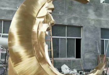 房地產(chǎn)月牙形雕塑廠家 創(chuàng)意擺件 鍛造不銹鋼月牙形雕塑