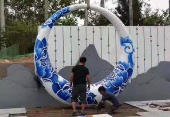 彩繪圓月雕塑廠家 公園小品 步行街不銹鋼圓月雕塑生產