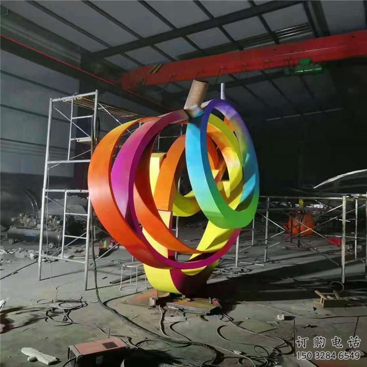 幾何雙環雕塑廠家 現代小品 大門口不銹鋼雙環雕塑生產