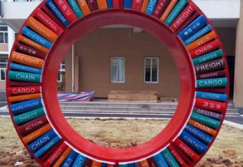 噴漆圓環(huán)雕塑廠家 中式村口小品 創(chuàng)意不銹鋼圓環(huán)雕塑生產(chǎn)