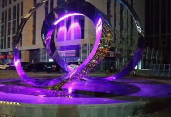 燈光雙環(huán)雕塑廠家 現(xiàn)代廣場小品 商業(yè)街不銹鋼雙環(huán)雕塑生產(chǎn)