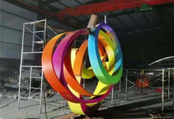 幾何雙環雕塑廠家 現代小品 大門口不銹鋼雙環雕塑生產