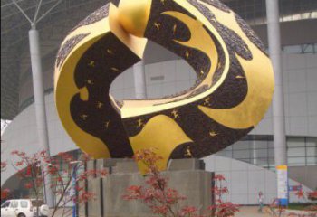 公園環形雕塑廠家 戶外擺件 烤漆不銹鋼環形雕塑生產