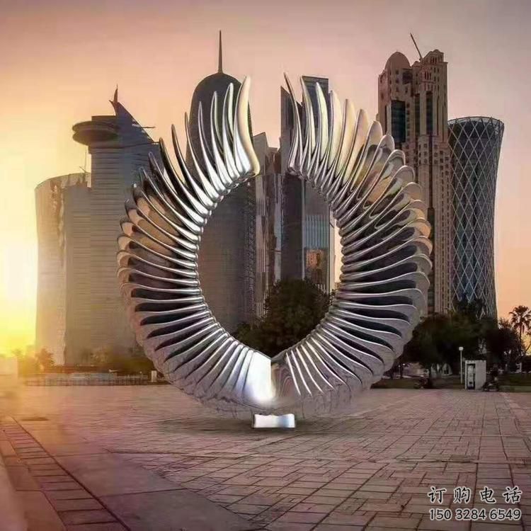 中式圓圈雕塑廠家 啞光小品 游樂場不銹鋼圓圈雕塑制作