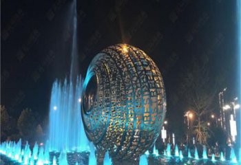 燈光圓圈雕塑廠家 現代小品 商業街不銹鋼圓圈雕塑生產