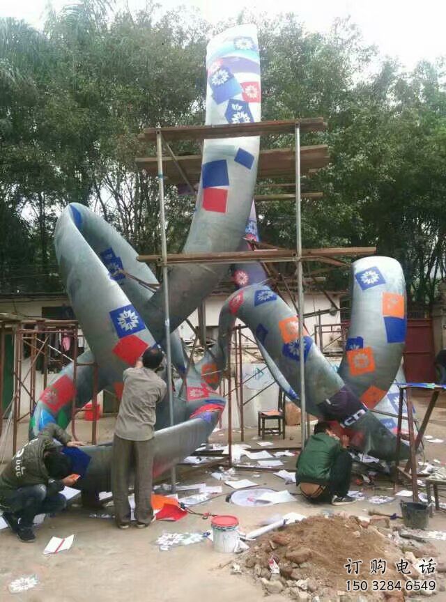 中式飄帶雕塑廠家 烤漆小品 游樂場不銹鋼飄帶雕塑生產