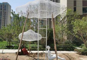 烤漆云梯雕塑廠家 現代小品 戶外不銹鋼云梯雕塑價格