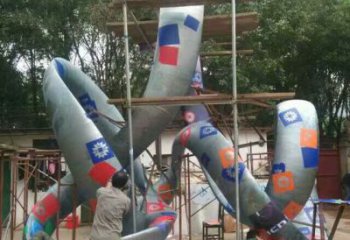 抽象彩帶雕塑廠家 公園小品 戶外不銹鋼彩帶雕塑生產(chǎn)
