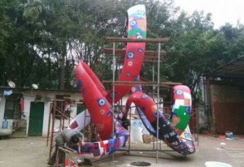 步行街彩帶雕塑廠家 游樂場小品 大型不銹鋼彩帶雕塑生產(chǎn)