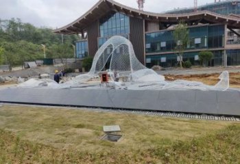 庭院絲帶雕塑廠家 戶外小品 鏤空不銹鋼絲帶雕塑生產(chǎn)