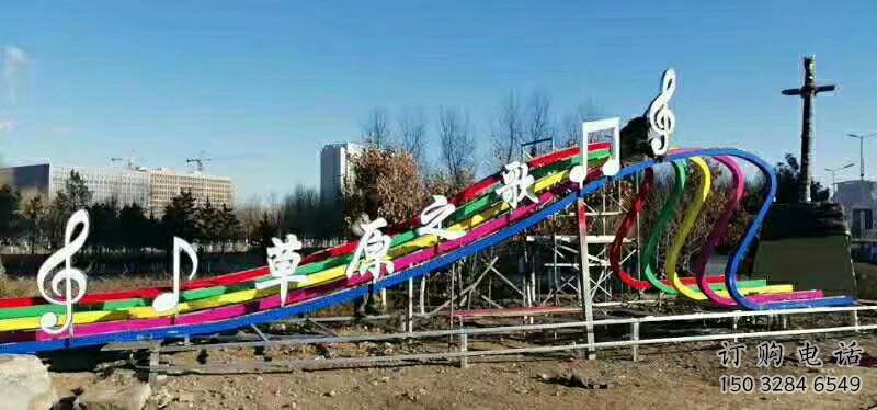 抽象樂譜雕塑廠家 廣場小品 戶外不銹鋼樂譜雕塑定做