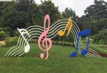 噴漆樂譜雕塑廠家 中式村口小品 草地不銹鋼樂譜雕塑加工