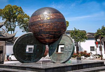 戶外銅錢雕塑廠家 噴漆小品 大型創意銅錢雕塑制作