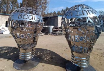 彩繪電燈泡雕塑廠家 歐式擺件 街頭不銹鋼電燈泡雕塑生產