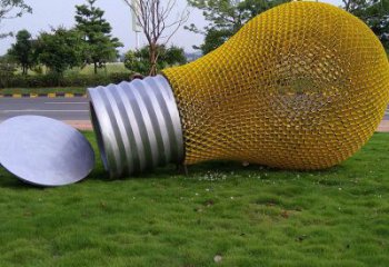 商業(yè)街燈泡雕塑廠(chǎng)家 現(xiàn)代擺件 大型不銹鋼燈泡雕塑生產(chǎn)