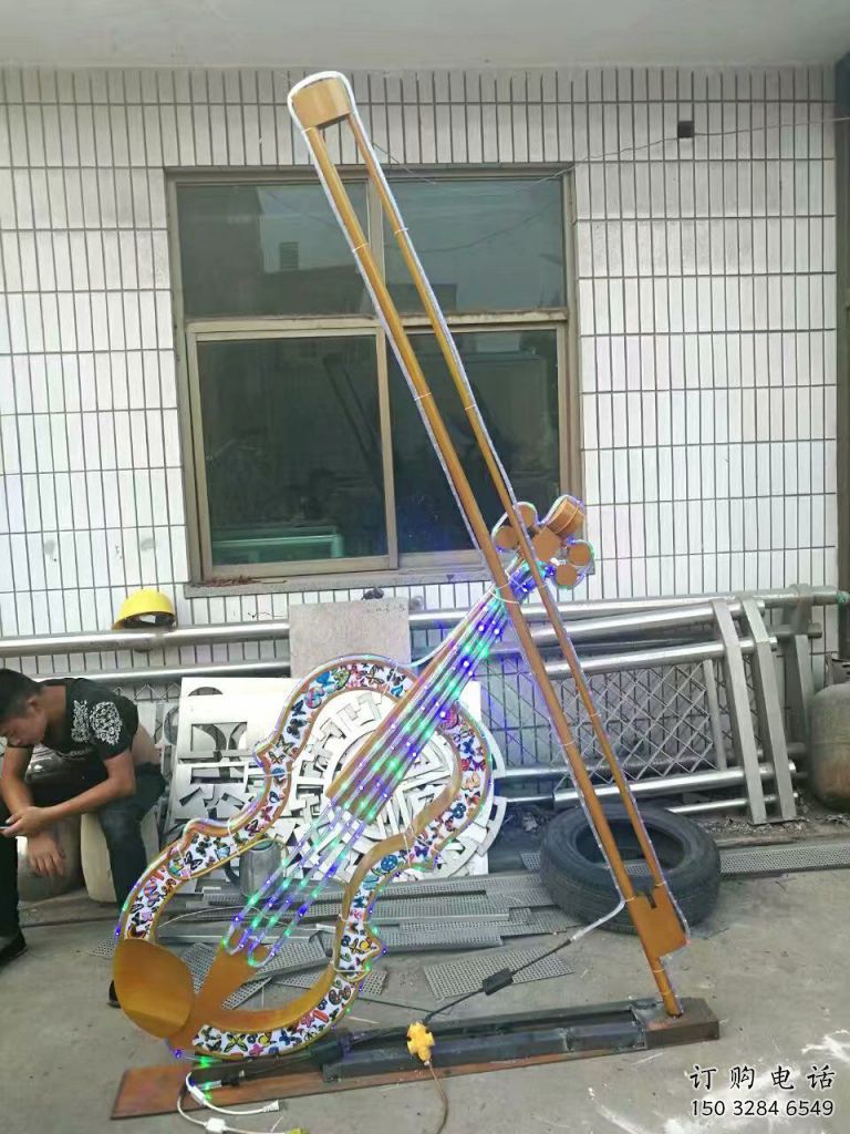 異形提琴雕塑廠家 現代小品  戶外不銹鋼提琴雕塑