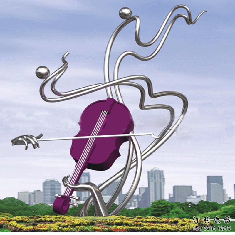 幾何大提琴雕塑廠家 公園小品 現(xiàn)代不銹鋼大提琴雕塑