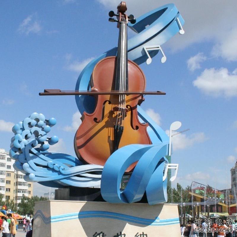 廣場小提琴雕塑廠家 音樂小品 仿真不銹鋼小提琴雕塑制作