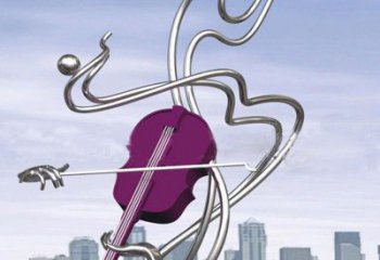 幾何大提琴雕塑廠家 公園小品 現代不銹鋼大提琴雕塑