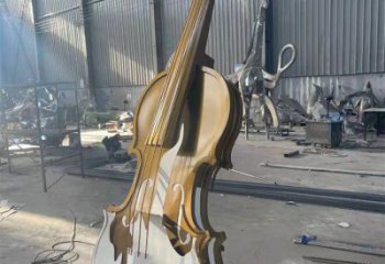 園林小提琴雕塑廠家 鏡面音樂小品 中式不銹鋼小提琴雕塑