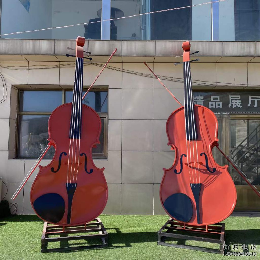 庭院吉他雕塑廠家 烤漆小品 現代不銹鋼吉他雕塑制作