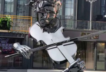 步行街吉他雕塑廠家 歐式小品 戶外不銹鋼吉他雕塑制作