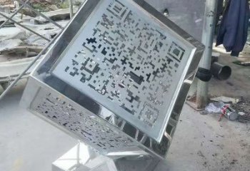 鏡面二維碼雕塑廠家 烤漆擺件 大型不銹鋼二維碼雕塑廠家