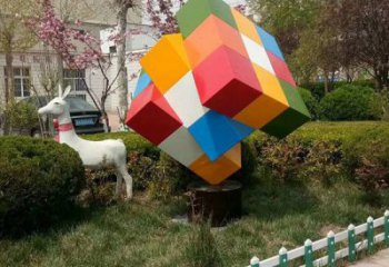 公園魔方雕塑廠家 戶外擺件 現(xiàn)代不銹鋼魔方雕塑廠家