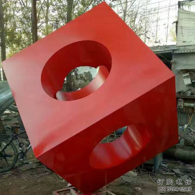 噴漆立方體雕塑廠家 中式小品 戶外不銹鋼立方體雕塑廠