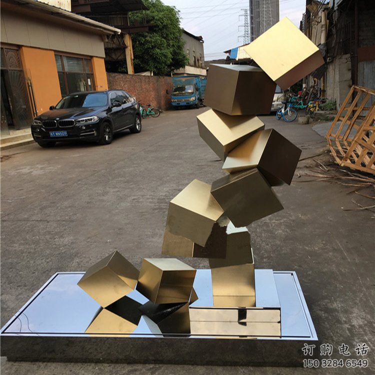 鍛造幾何體雕塑廠家 鍍金小品 戶外不銹鋼幾何體雕塑廠