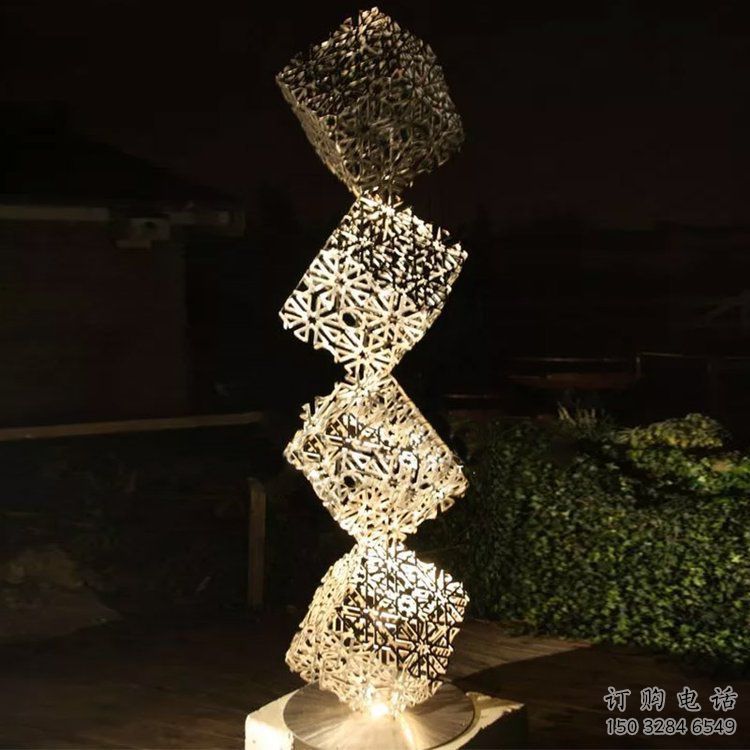 燈光幾何體雕塑廠家 創意小品 商業街不銹鋼幾何體雕塑廠