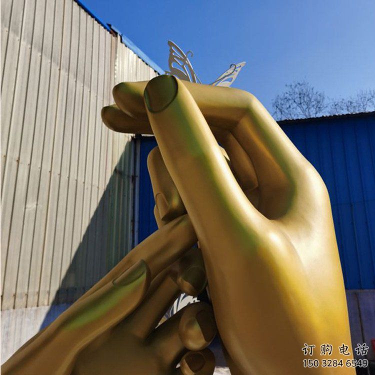 噴漆手勢(shì)雕塑廠家 中式小品 公園不銹鋼手勢(shì)雕塑廠