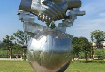 鏡面握手雕塑廠家 大型擺件 現(xiàn)代不銹鋼握手雕塑廠