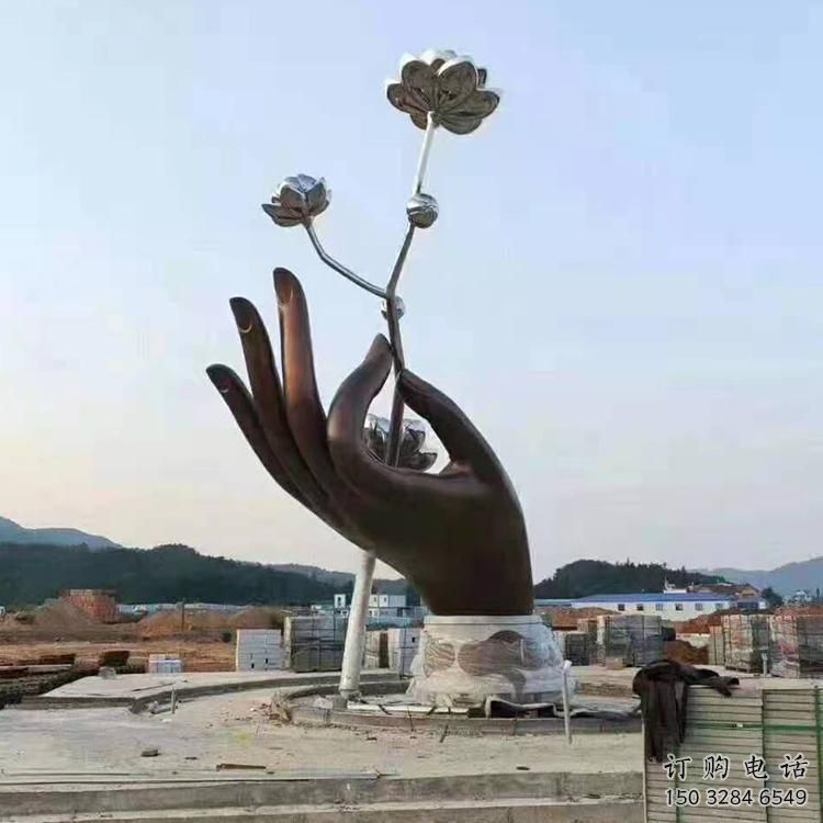 大型拈花指雕塑廠家 鍛造小品 現代不銹鋼拈花指雕塑廠