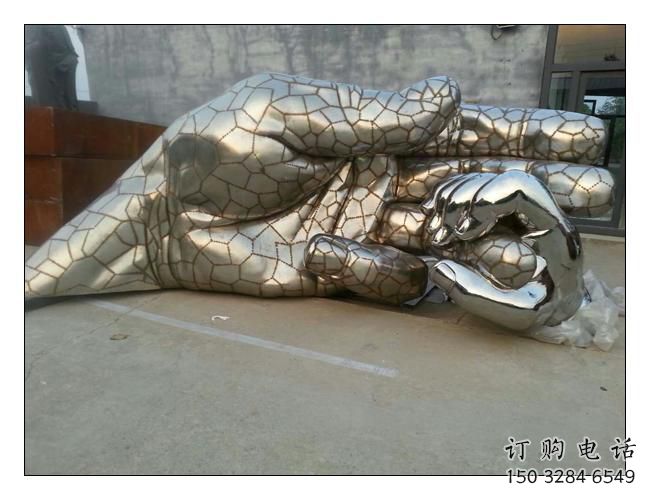 幾何拇指雕塑廠家 創(chuàng)意小品 現(xiàn)代不銹鋼拇指雕塑廠