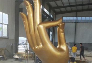 噴漆拈花指雕塑廠家 中式小品 現代不銹鋼拈花指雕塑廠