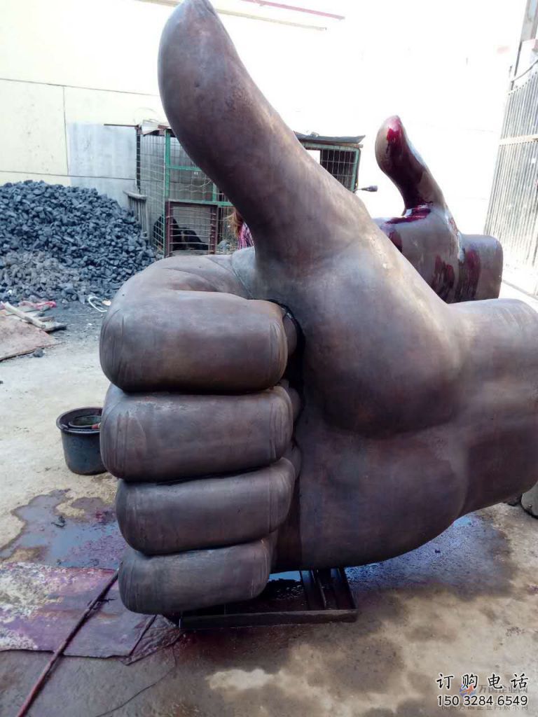 中式大拇指雕塑廠家 公園小品 仿真不銹鋼大拇指雕塑廠