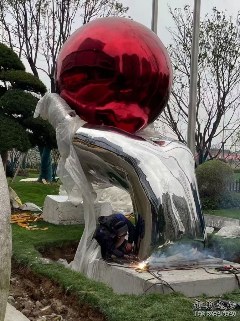 現(xiàn)代紅日雕塑廠家 大型別墅區(qū)擺件 鏡面不銹鋼紅日雕塑廠