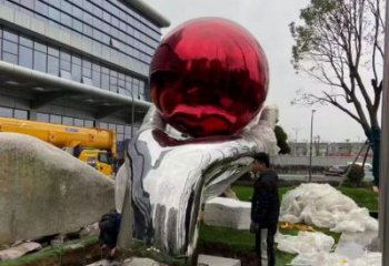 現代手掌雕塑廠家 大型別墅區擺件 創意不銹鋼手掌雕塑廠