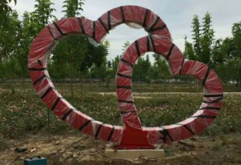 創意心心相印雕塑廠家 現代公園烤漆小品 