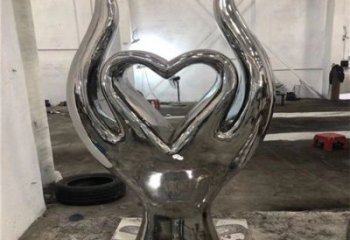現(xiàn)代心心相印雕塑廠家 大型別墅區(qū)鏡面擺件 