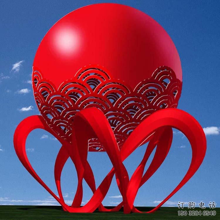 廣場紅日雕塑廠家 烤漆小品 現(xiàn)代不銹鋼紅日雕塑廠